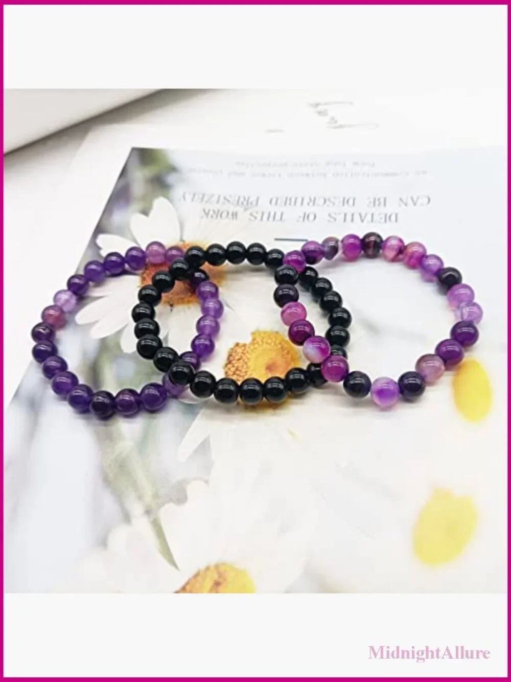 3-Piece 8mm Semi-Precious Gemstone Stretch Beaded Bracelet Set Unisex